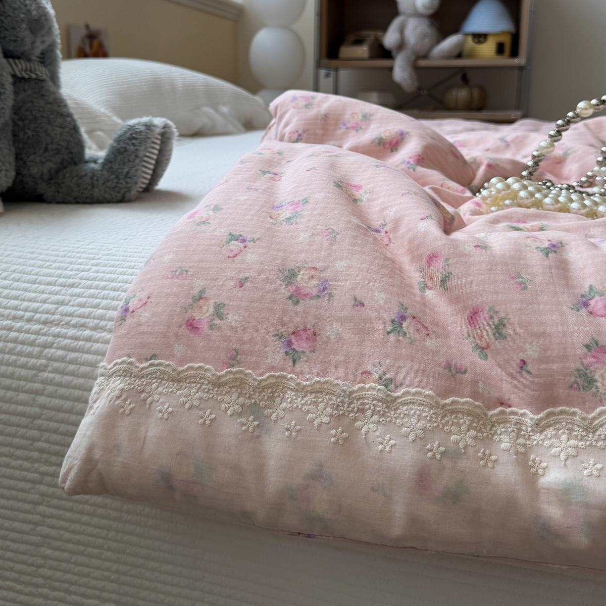 91家纺网 家纺一手货源 找家纺 一加一 2025新款A类全棉纯棉双层纱田园风懒人被冬被被子被芯（可水洗） 花初梦