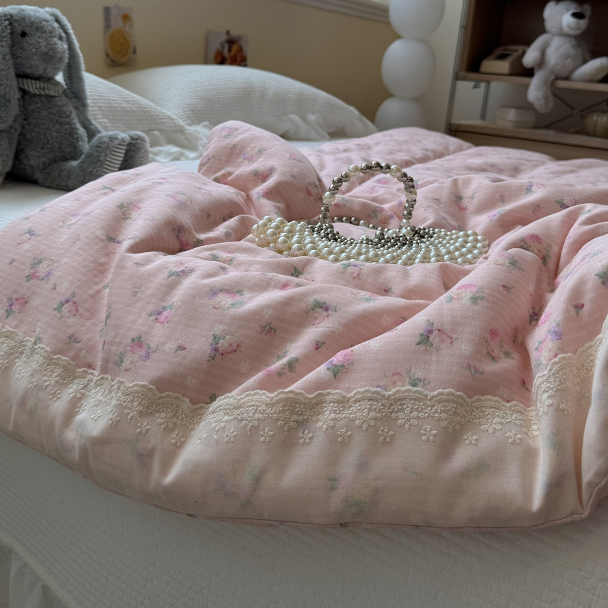 91家纺网 家纺一手货源 找家纺 一加一 2025新款A类全棉纯棉双层纱田园风懒人被冬被被子被芯（可水洗） 花初梦