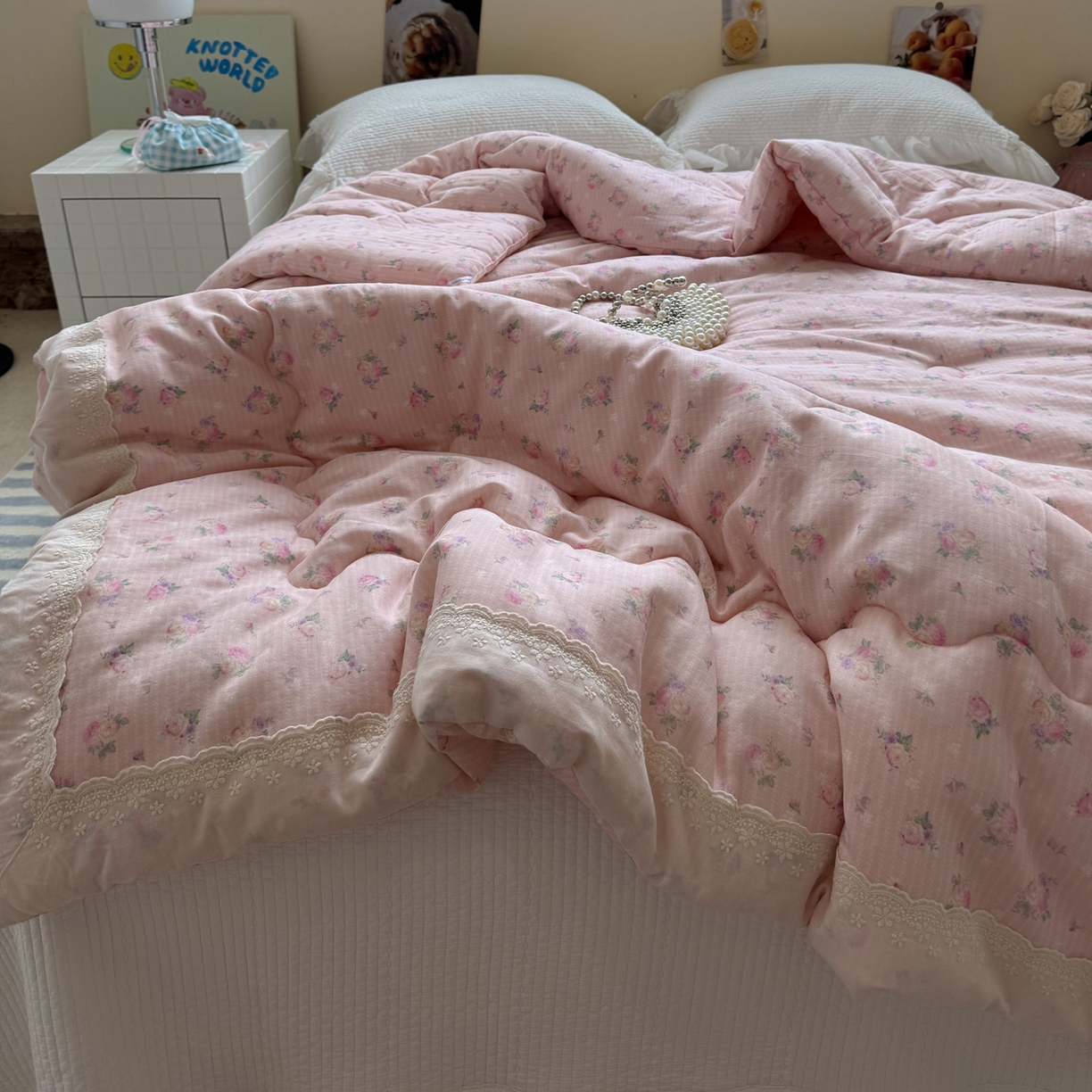 91家纺网 家纺一手货源 找家纺 一加一 2025新款A类全棉纯棉双层纱田园风懒人被冬被被子被芯（可水洗） 花初梦