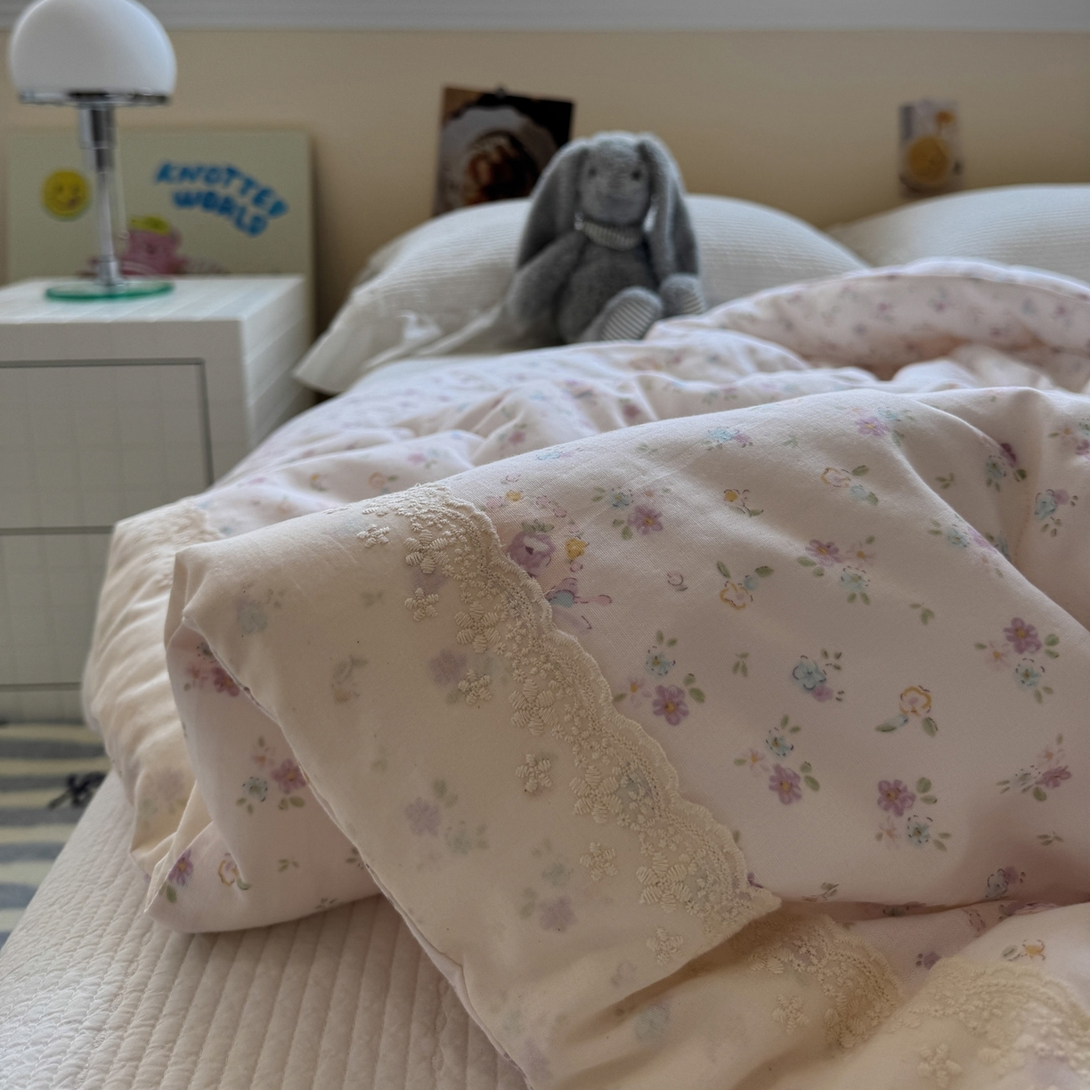 91家纺网 家纺一手货源 找家纺 一加一 2025新款A类全棉纯棉双层纱田园风懒人被冬被被子被芯（可水洗） 兰絮-粉