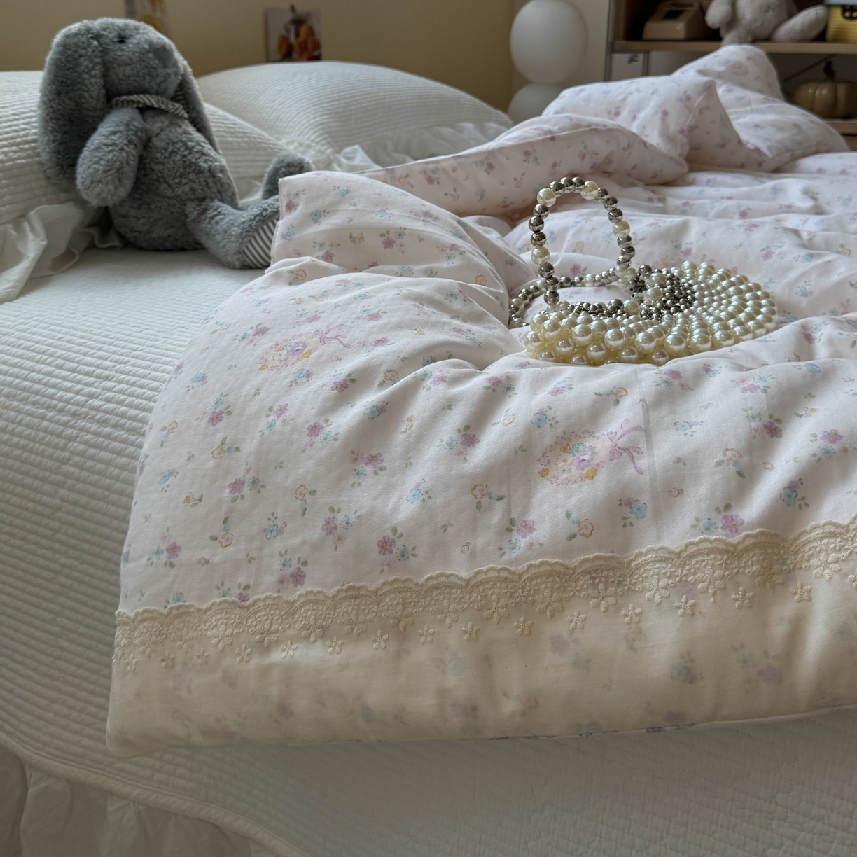 91家纺网 家纺一手货源 找家纺 一加一 2025新款A类全棉纯棉双层纱田园风懒人被冬被被子被芯（可水洗） 兰絮-粉