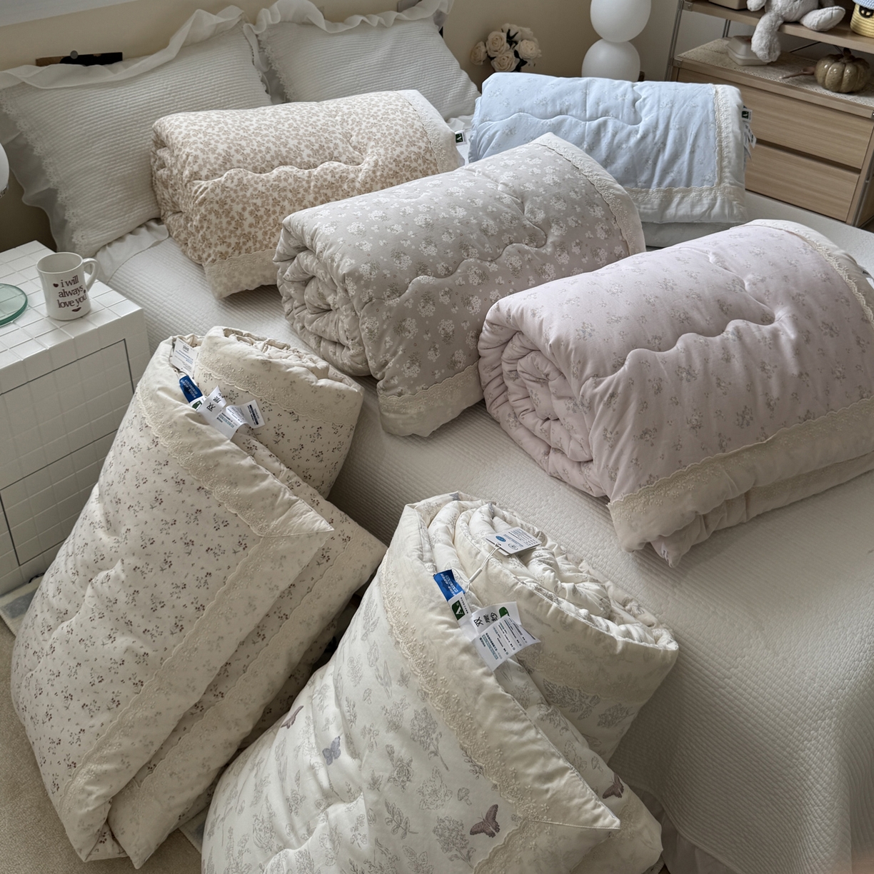 91家纺网 家纺一手货源 找家纺 一加一 2025新款A类全棉纯棉双层纱田园风懒人被冬被被子被芯（可水洗） 组合图仅供展示不可下单