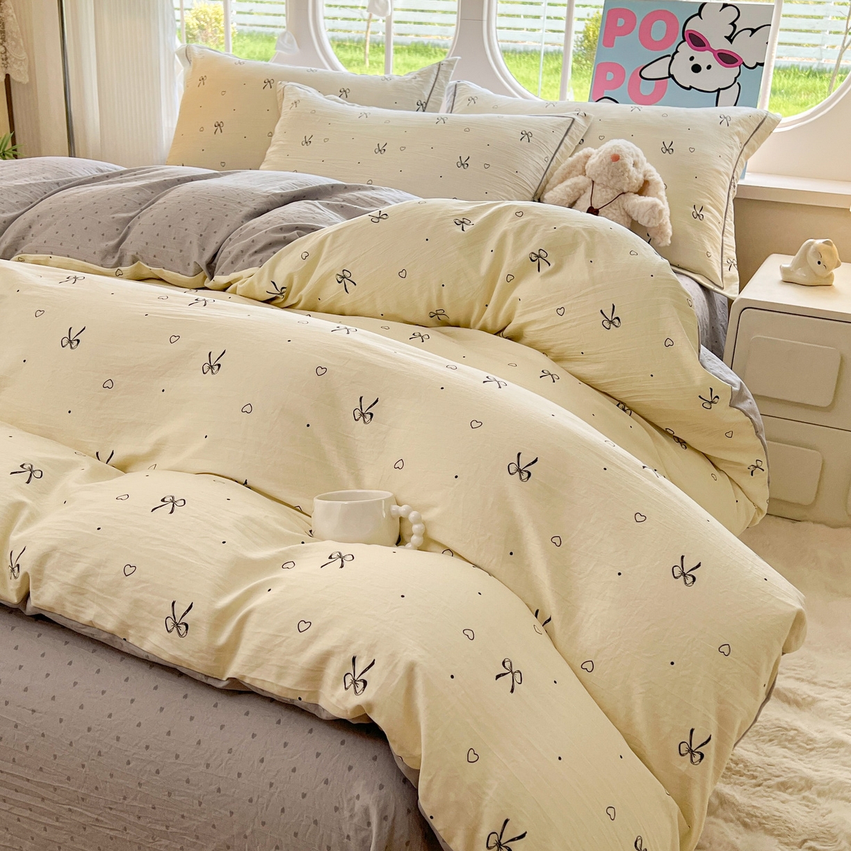 91家纺网 家纺一手货源 找家纺 韩后家纺 2025新款水洗棉印花系列四件套 舒芙蕾