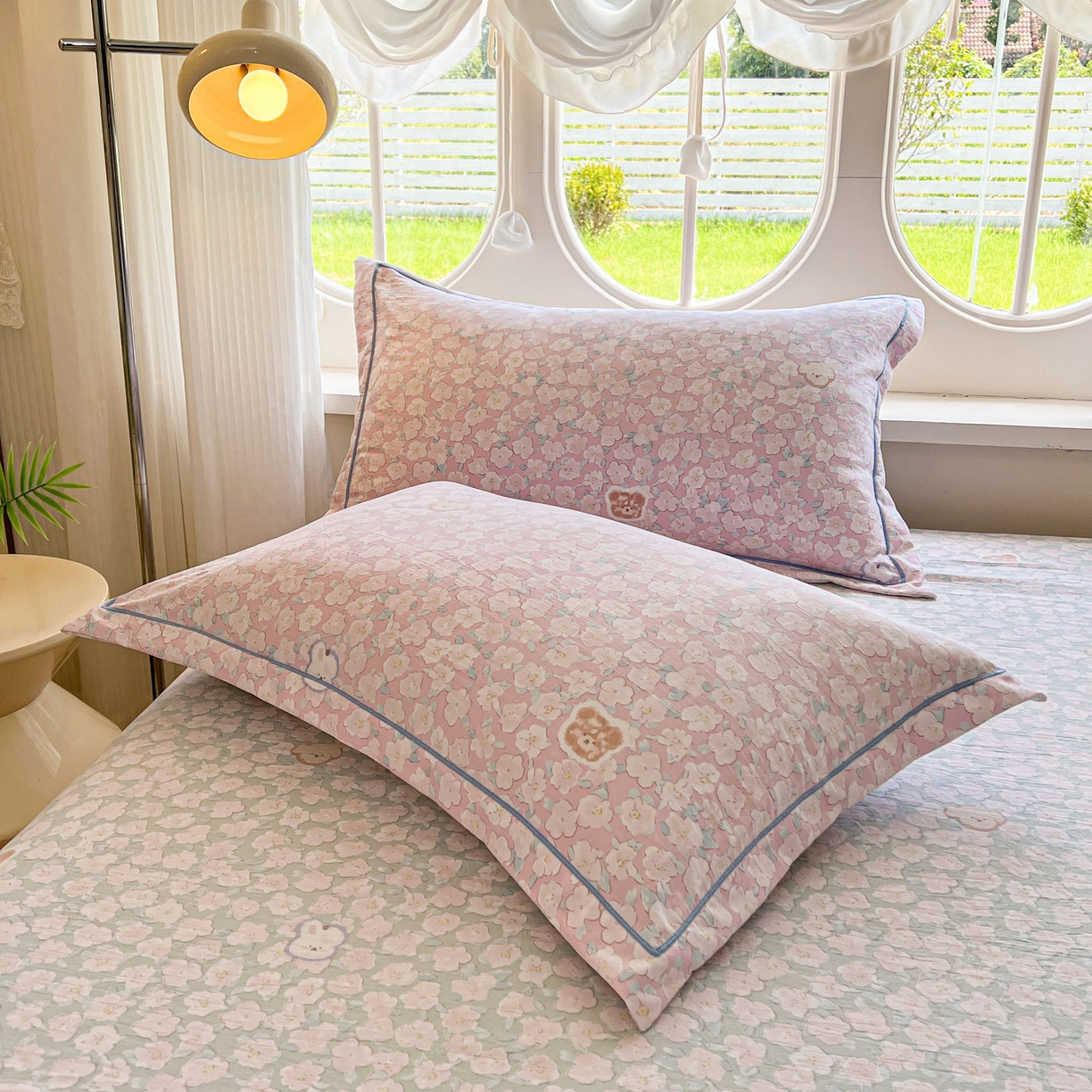 91家纺网 家纺一手货源 找家纺 韩后家纺 2025新款水洗棉印花系列四件套 轻颜-粉