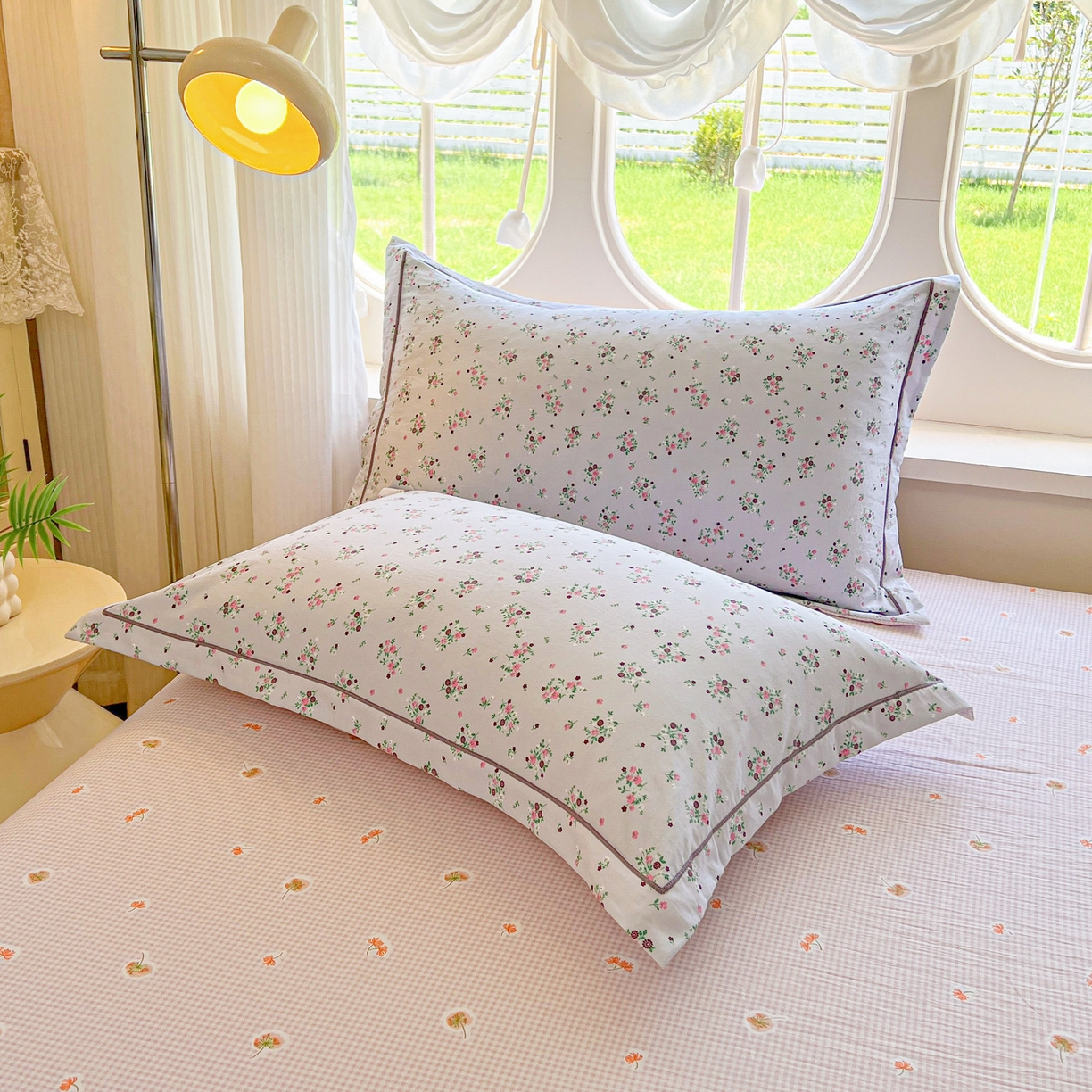 91家纺网 家纺一手货源 找家纺 韩后家纺 2025新款水洗棉印花系列四件套 黛秋-灰