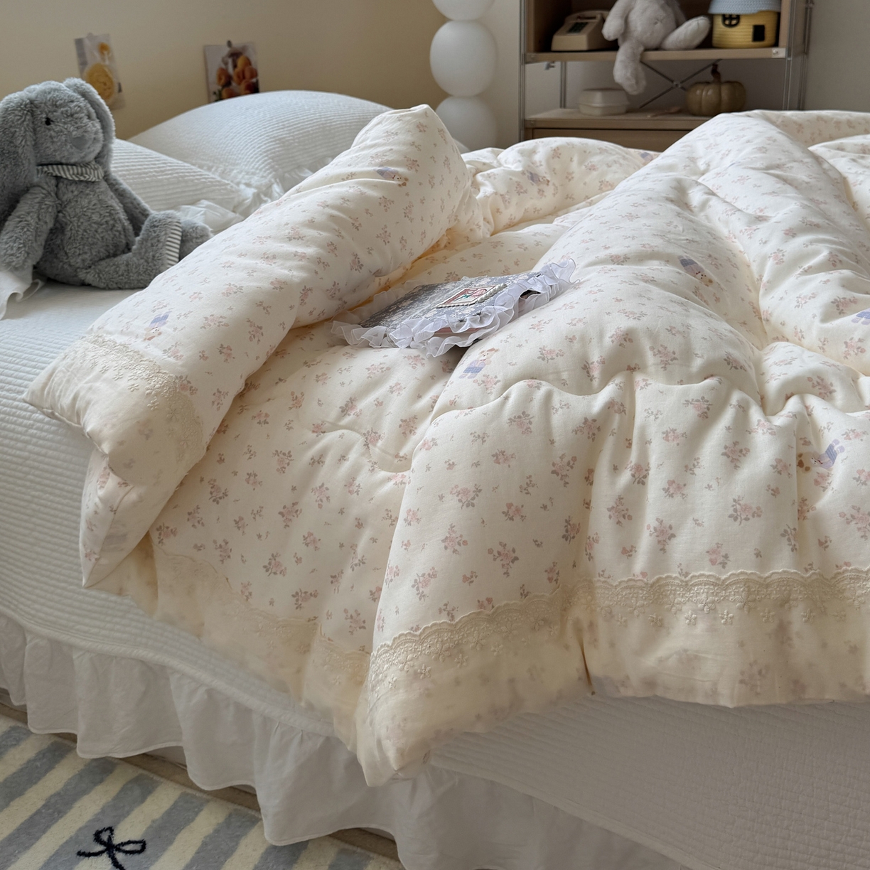 91家纺网 家纺一手货源 找家纺 一加一 2025新款A类全棉纯棉双层纱田园风懒人被冬被被子被芯（可水洗） 钥匙珊瑚