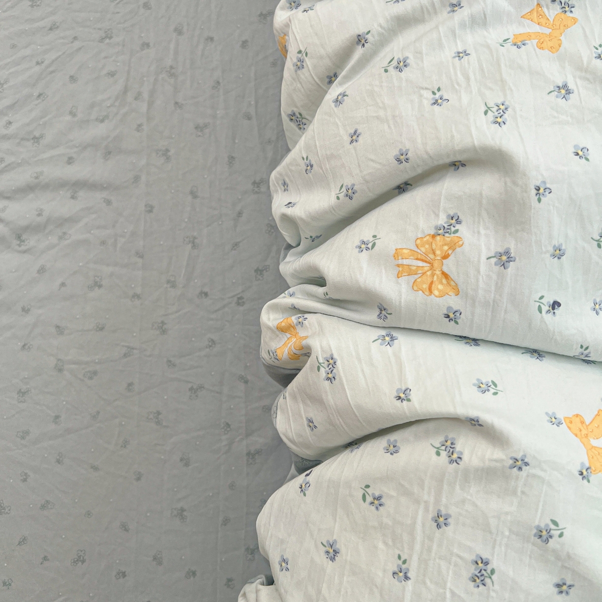 91家纺网 家纺一手货源 找家纺 韩后家纺 2025新款水洗棉印花系列四件套 波点淡翠-兰