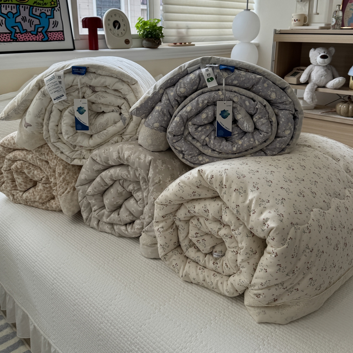 91家纺网 家纺一手货源 找家纺 （总）一加一 2025新款A类全棉纯棉双层纱田园风懒人被冬被被子被芯（可水洗）