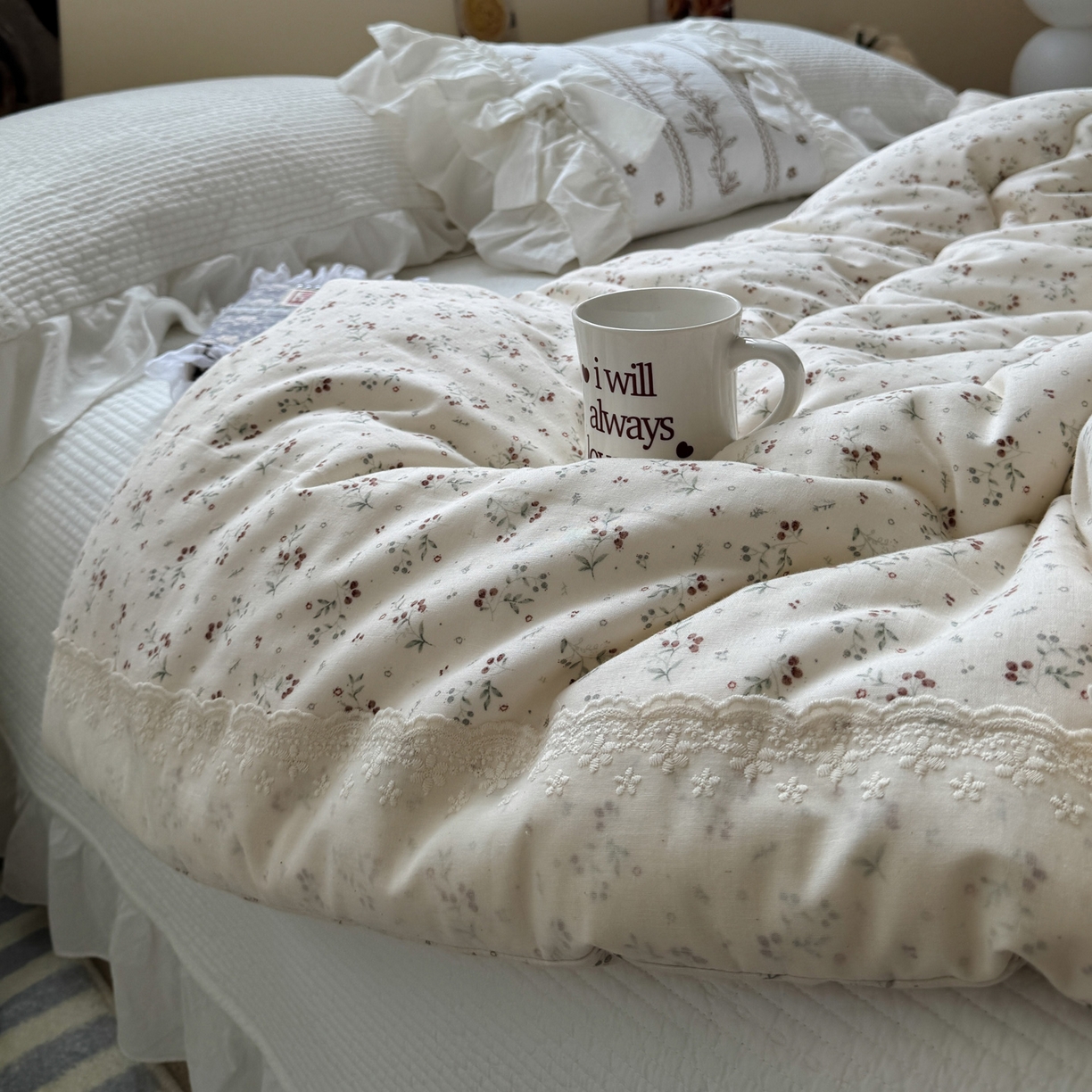 91家纺网 家纺一手货源 找家纺 一加一 2025新款A类全棉纯棉双层纱田园风懒人被冬被被子被芯（可水洗） 果然花香