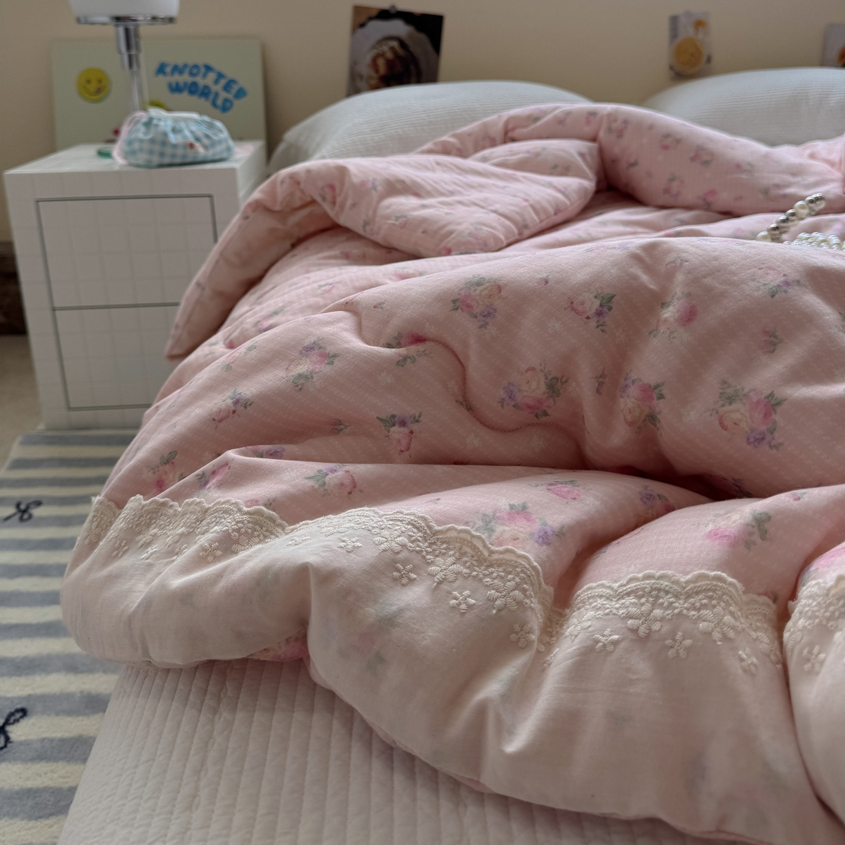 91家纺网 家纺一手货源 找家纺 一加一 2025新款A类全棉纯棉双层纱田园风懒人被冬被被子被芯（可水洗） 花初梦