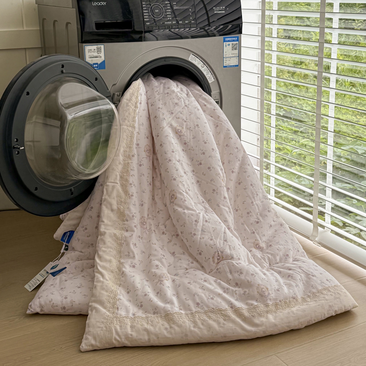 91家纺网 家纺一手货源 找家纺 一加一 2025新款A类全棉纯棉双层纱田园风懒人被冬被被子被芯（可水洗） 兰絮-粉