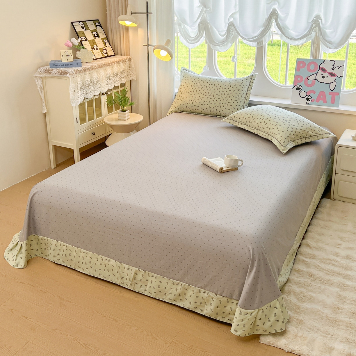 91家纺网 家纺一手货源 找家纺 韩后家纺 2025新款水洗棉印花系列四件套 觅春