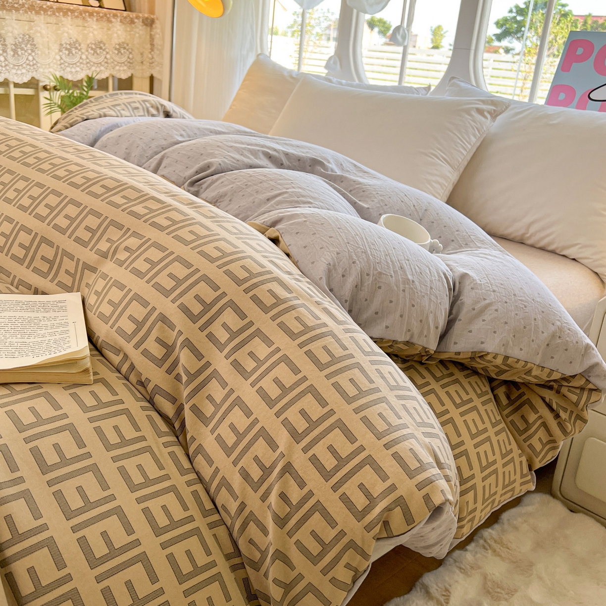 91家纺网 家纺一手货源 找家纺 韩后家纺 2025新款水洗棉印花系列四件套 伯利