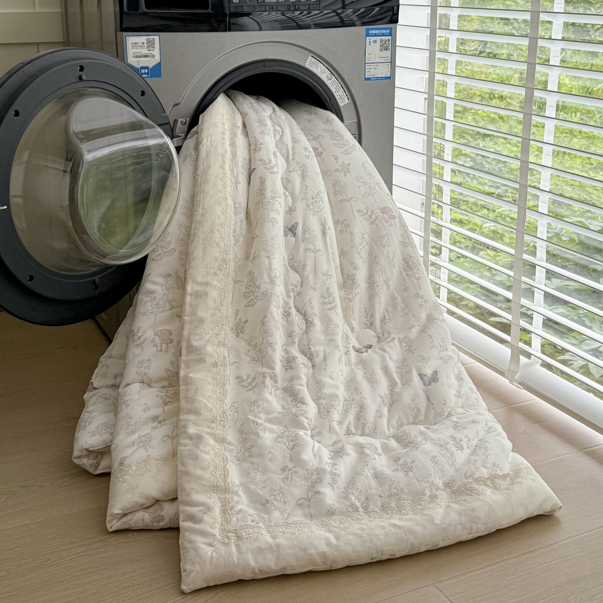 91家纺网 家纺一手货源 找家纺 一加一 2025新款A类全棉纯棉双层纱田园风懒人被冬被被子被芯（可水洗） 画棠春