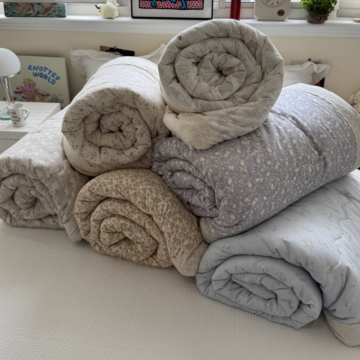 91家纺网 家纺一手货源 找家纺 一加一 2025新款A类全棉纯棉双层纱田园风懒人被冬被被子被芯（可水洗） 组合图仅供展示不可下单