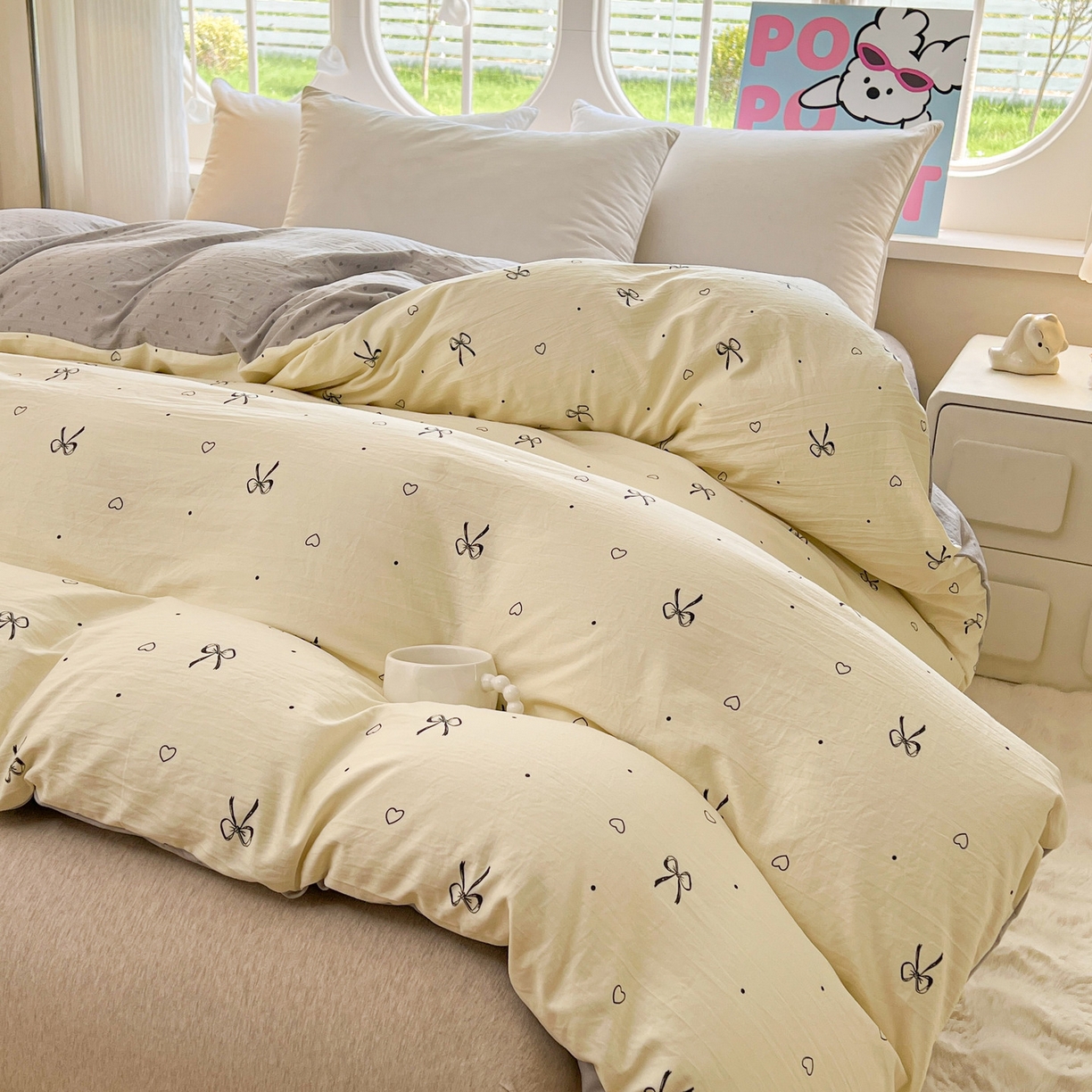 91家纺网 家纺一手货源 找家纺 韩后家纺 2025新款水洗棉印花系列四件套 舒芙蕾