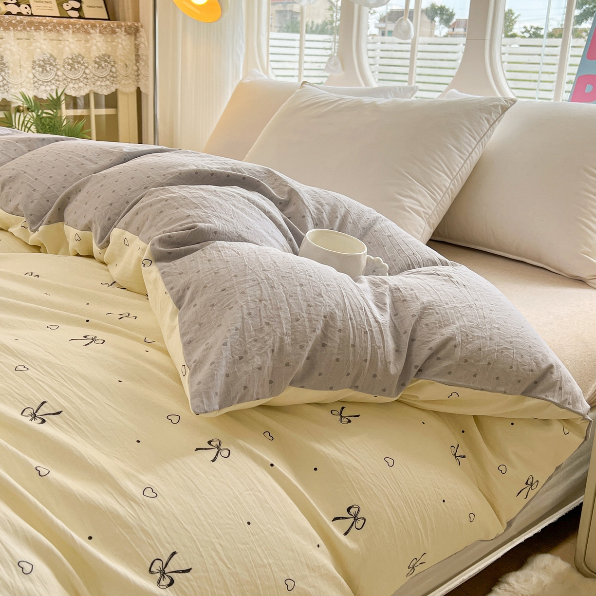 91家纺网 家纺一手货源 找家纺 韩后家纺 2025新款水洗棉印花系列四件套 舒芙蕾