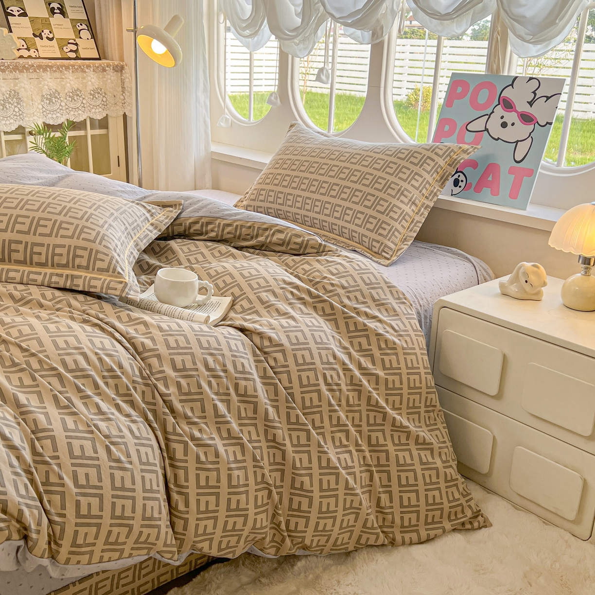 91家纺网 家纺一手货源 找家纺 韩后家纺 2025新款水洗棉印花系列四件套 伯利