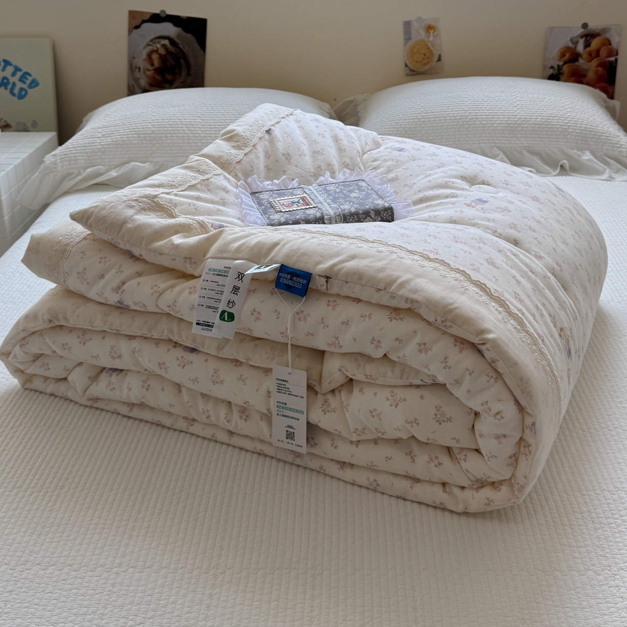 91家纺网 家纺一手货源 找家纺 一加一 2025新款A类全棉纯棉双层纱田园风懒人被冬被被子被芯（可水洗） 钥匙珊瑚