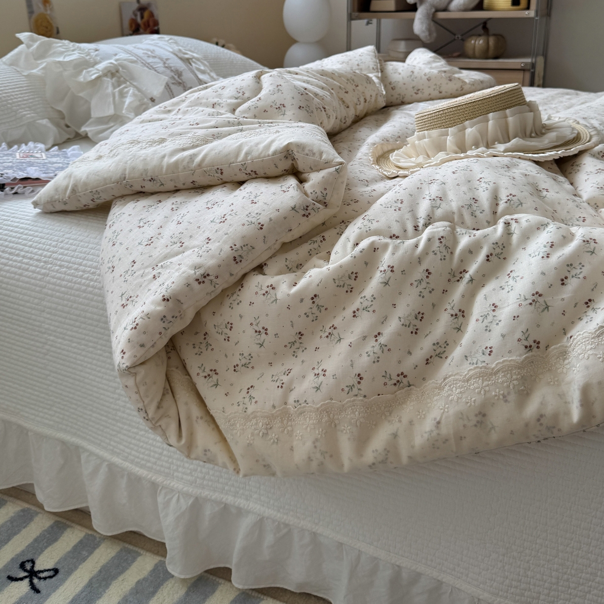 91家纺网 家纺一手货源 找家纺 一加一 2025新款A类全棉纯棉双层纱田园风懒人被冬被被子被芯（可水洗） 果然花香