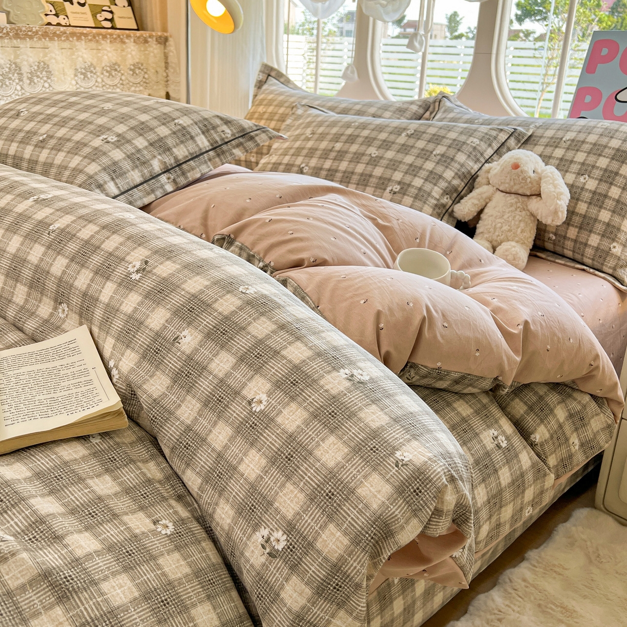 91家纺网 家纺一手货源 找家纺 韩后家纺 2025新款水洗棉印花系列四件套 洛川-咖