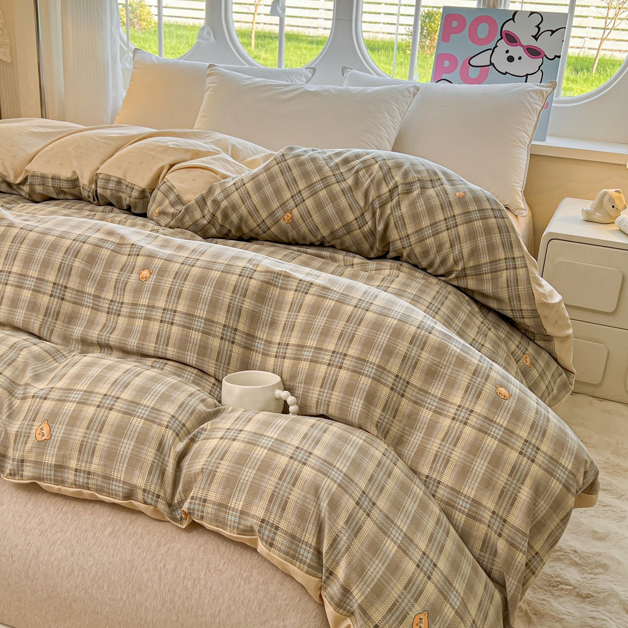 91家纺网 家纺一手货源 找家纺 韩后家纺 2025新款水洗棉印花系列四件套 华悦