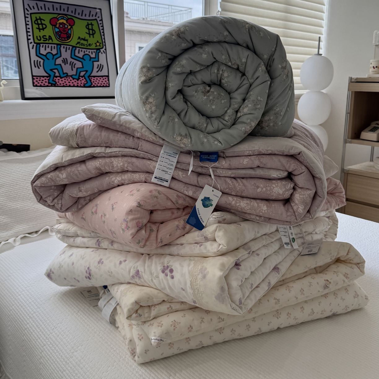 91家纺网 家纺一手货源 找家纺 一加一 2025新款A类全棉纯棉双层纱田园风懒人被冬被被子被芯（可水洗） 组合图仅供展示不可下单