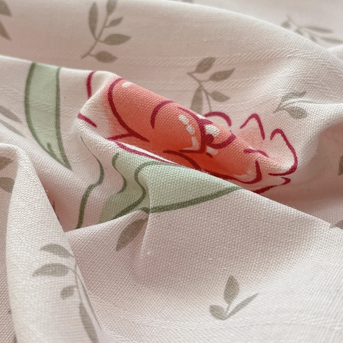 91家纺网 家纺一手货源 找家纺 青泽家纺 2025新款原棉老粗布床笠系列 浪漫花语