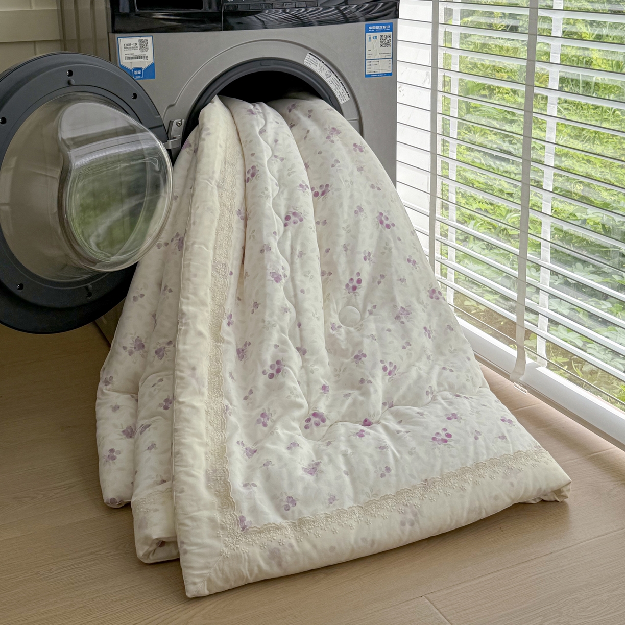 91家纺网 家纺一手货源 找家纺 一加一 2025新款A类全棉纯棉双层纱田园风懒人被冬被被子被芯（可水洗） 莓果雨