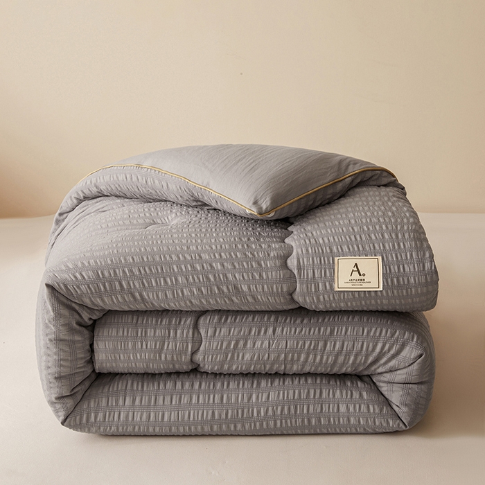 91家纺网 家纺一手货源 找家纺 （总）欢乐季 2025新款7A抗菌A类双喷提花泡泡棉大豆被四季被+被芯