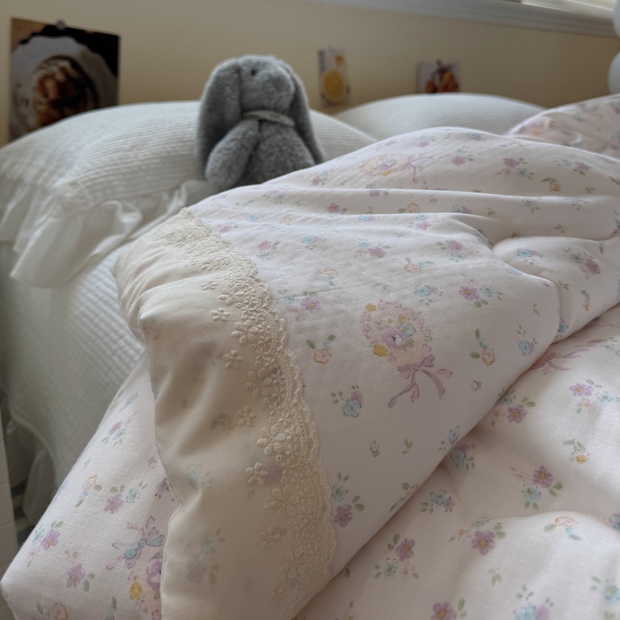 91家纺网 家纺一手货源 找家纺 一加一 2025新款A类全棉纯棉双层纱田园风懒人被冬被被子被芯（可水洗） 兰絮-粉