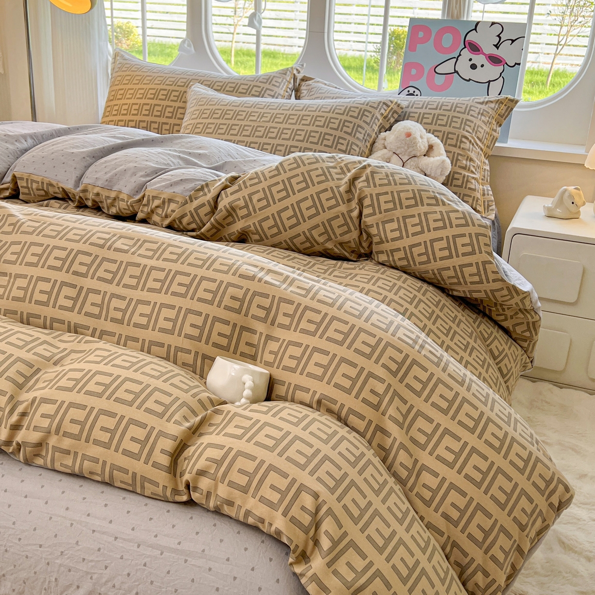 91家纺网 家纺一手货源 找家纺 韩后家纺 2025新款水洗棉印花系列四件套 伯利