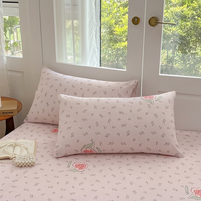 91家纺网 家纺一手货源 找家纺 青泽家纺 2025新款原棉老粗布床笠系列 浪漫花语