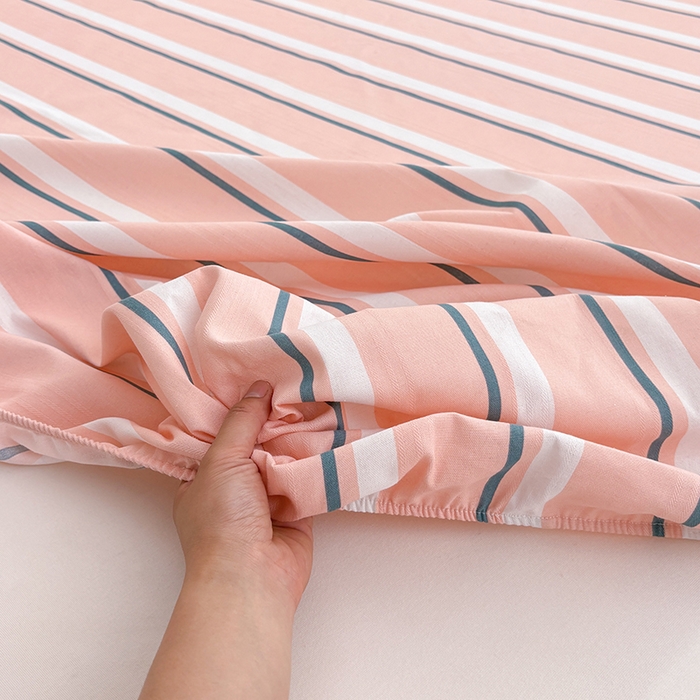 91家纺网 家纺一手货源 找家纺 青泽家纺 2025新款原棉老粗布床笠系列 时尚粉