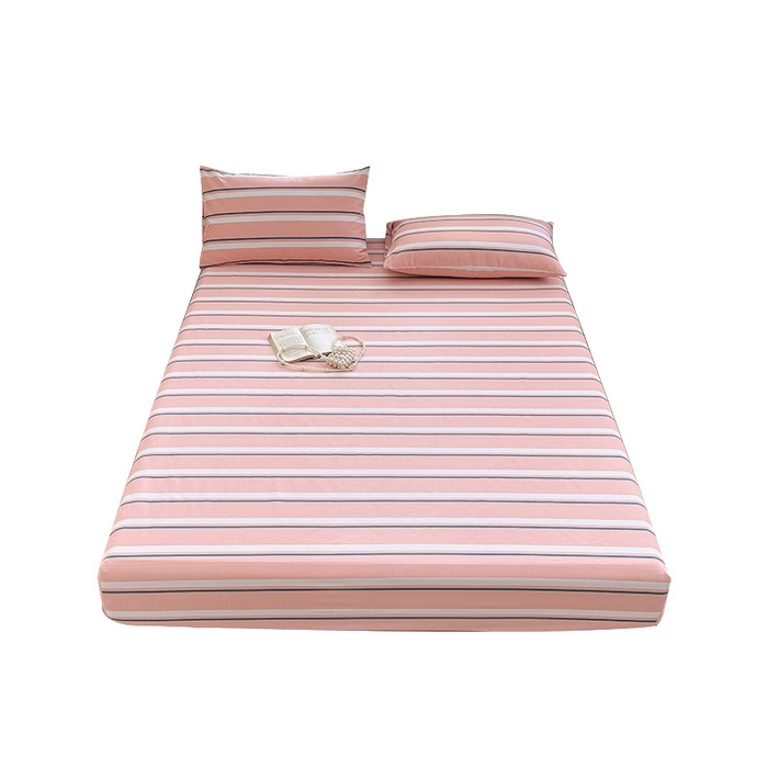 91家纺网 家纺一手货源 找家纺 青泽家纺 2025新款原棉老粗布床笠系列 时尚粉