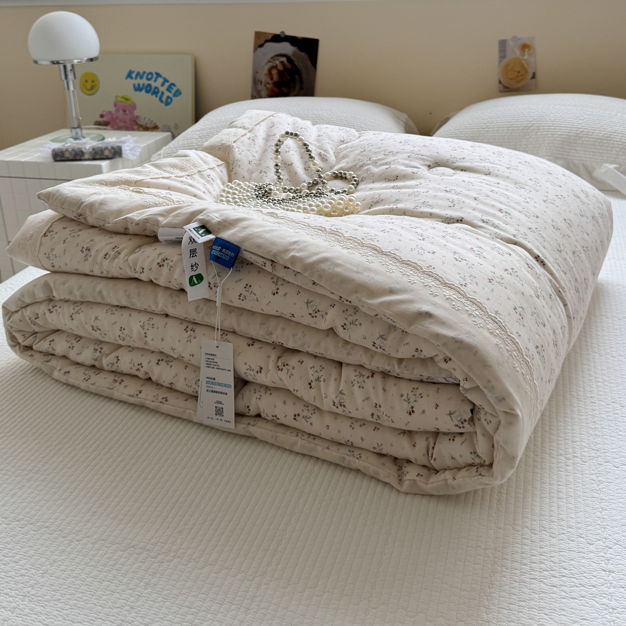 91家纺网 家纺一手货源 找家纺 一加一 2025新款A类全棉纯棉双层纱田园风懒人被冬被被子被芯（可水洗） 果然花香