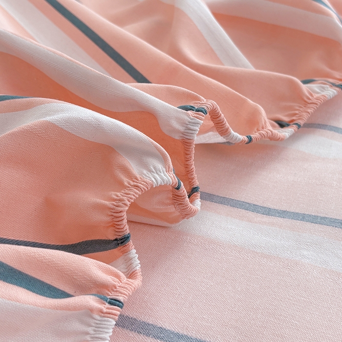 91家纺网 家纺一手货源 找家纺 青泽家纺 2025新款原棉老粗布床笠系列 时尚粉