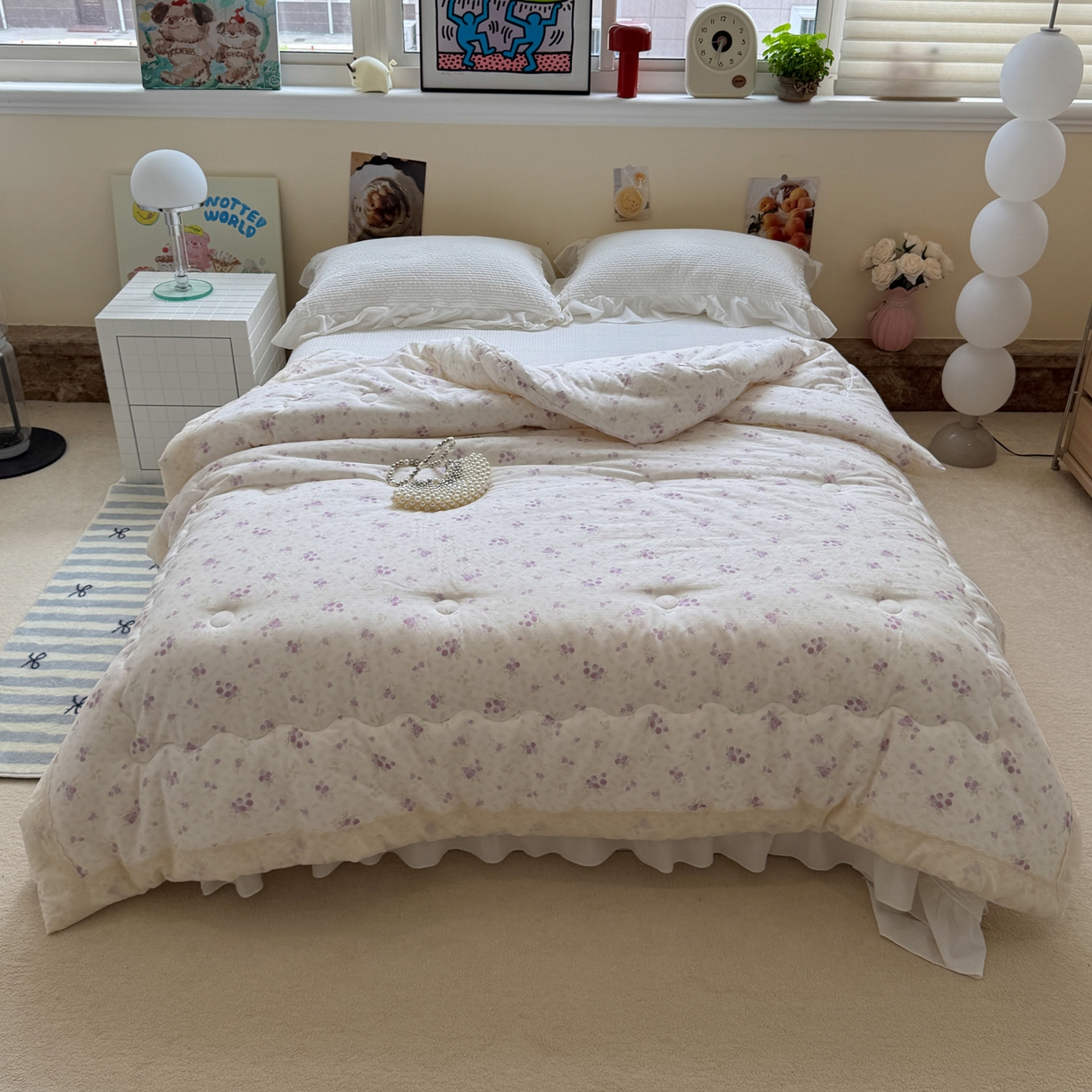 91家纺网 家纺一手货源 找家纺 一加一 2025新款A类全棉纯棉双层纱田园风懒人被冬被被子被芯（可水洗） 莓果雨