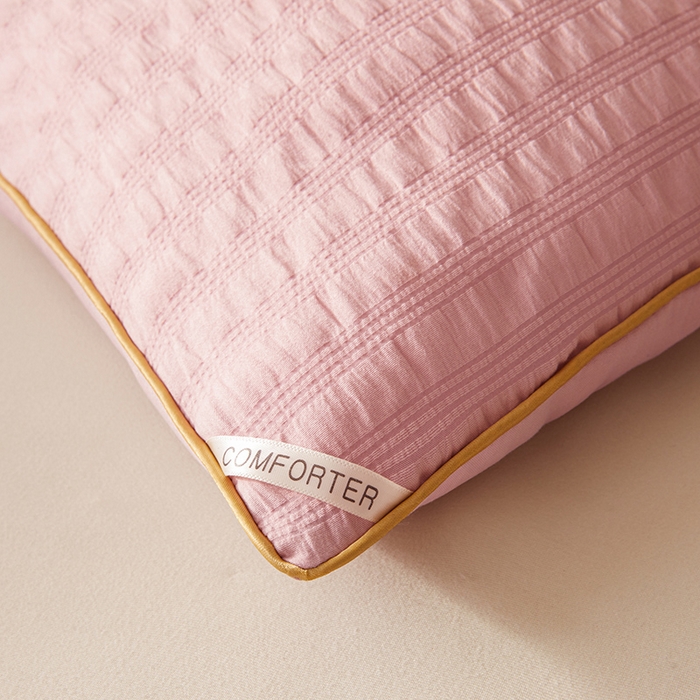 91家纺网 家纺一手货源 找家纺 欢乐季 2025新款7A抗菌A类双喷提花泡泡棉大豆被四季被+被芯（可以开发票—专票8个点） 柔和粉