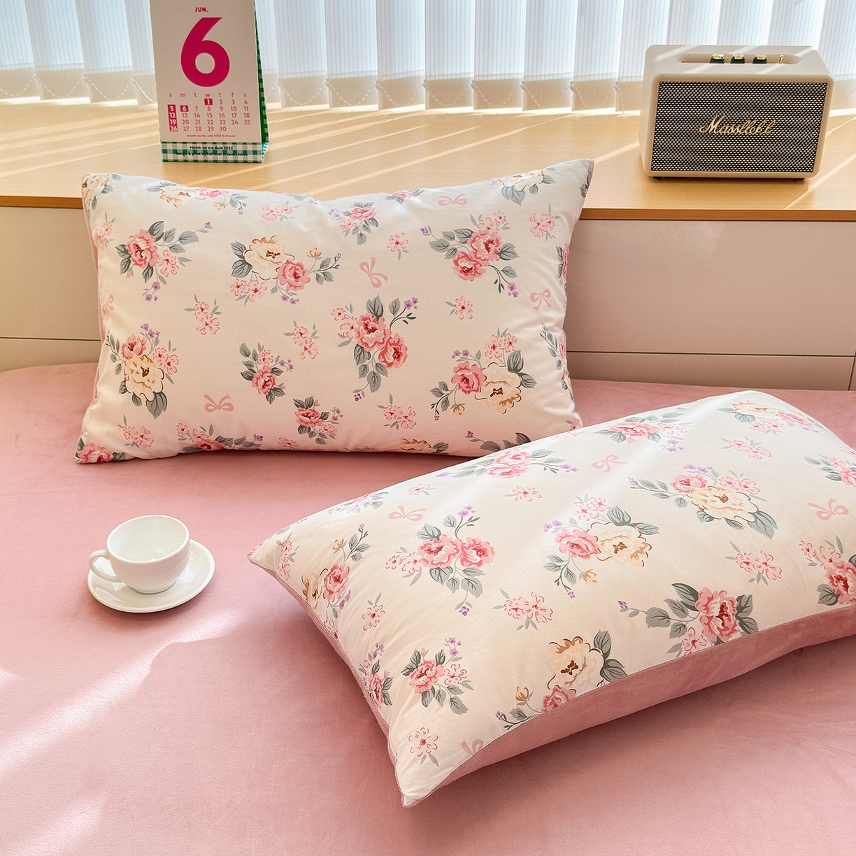 清雅福 2025新款秋冬新品全棉印花棉加绒单枕套单品枕套枕套单件 棉绒-肉桂乌龙