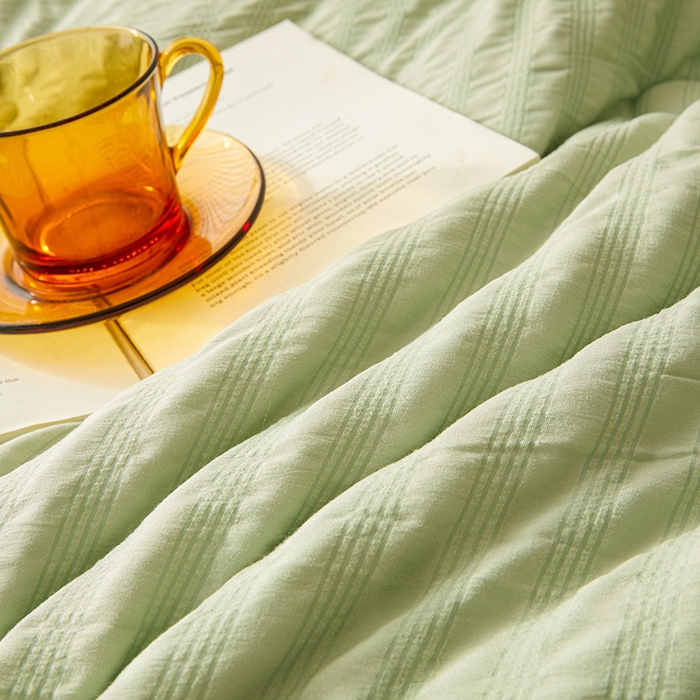 91家纺网 家纺一手货源 找家纺 欢乐季 2025新款7A抗菌A类双喷提花泡泡棉大豆被四季被+被芯（可以开发票—专票8个点） 仙踪绿