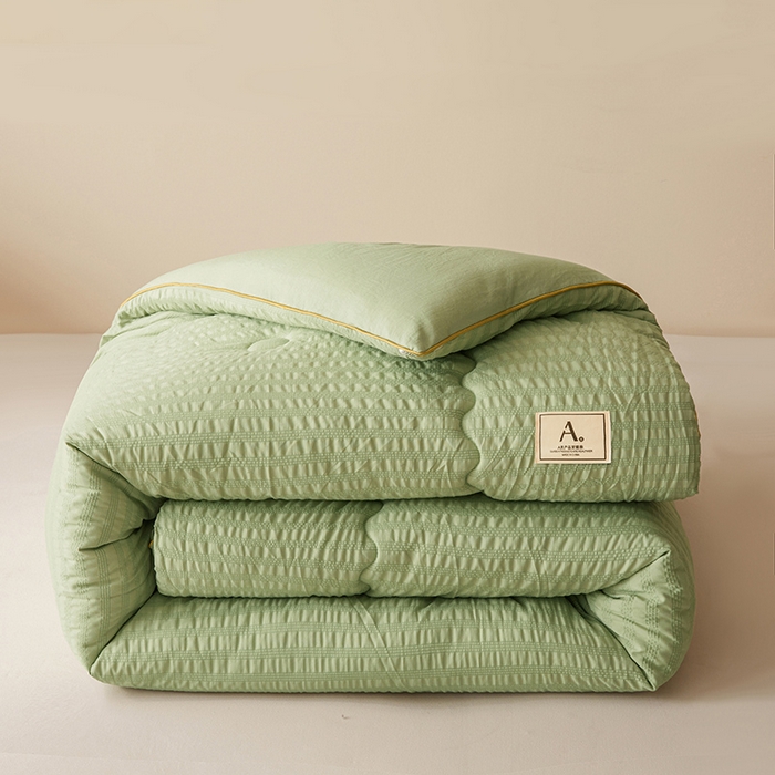 91家纺网 家纺一手货源 找家纺 欢乐季 2025新款7A抗菌A类双喷提花泡泡棉大豆被四季被+被芯（可以开发票—专票8个点） 仙踪绿