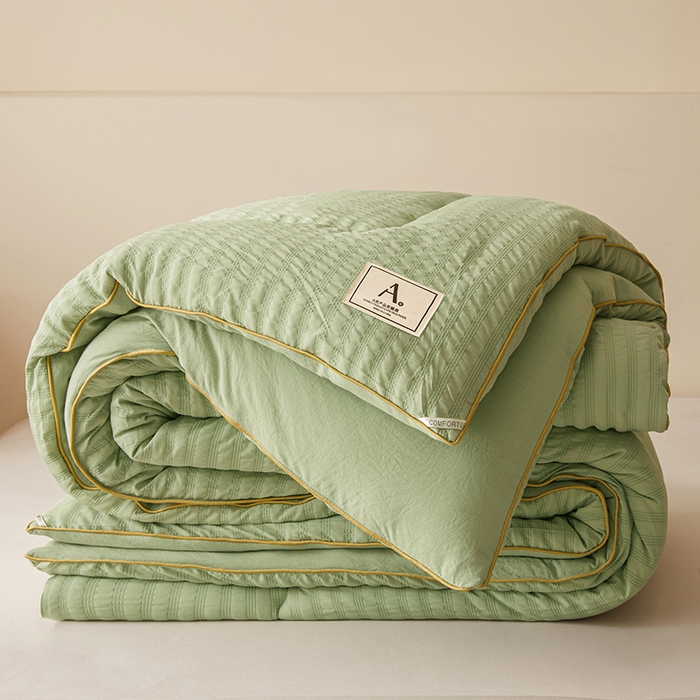 91家纺网 家纺一手货源 找家纺 欢乐季 2025新款7A抗菌A类双喷提花泡泡棉大豆被四季被+被芯（可以开发票—专票8个点） 仙踪绿