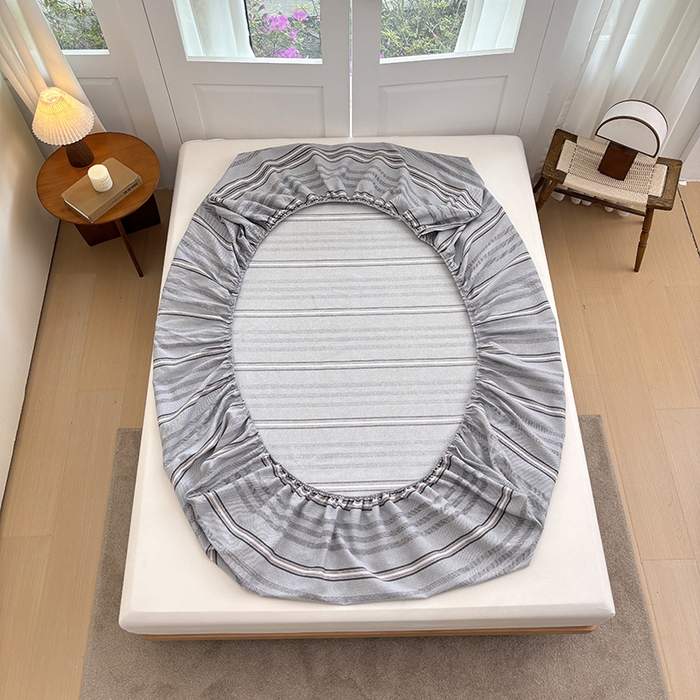 91家纺网 家纺一手货源 找家纺 青泽家纺 2025新款原棉老粗布床笠系列 时尚灰