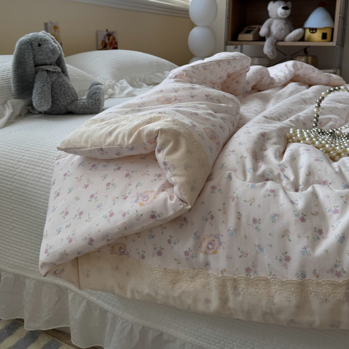 91家纺网 家纺一手货源 找家纺 一加一 2025新款A类全棉纯棉双层纱田园风懒人被冬被被子被芯（可水洗） 兰絮-粉