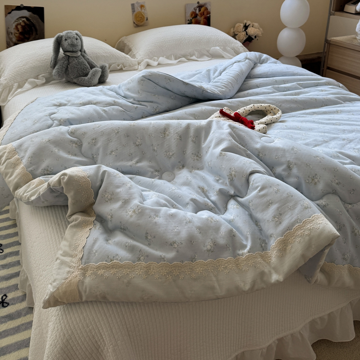 91家纺网 家纺一手货源 找家纺 一加一 2025新款A类全棉纯棉双层纱田园风懒人被冬被被子被芯（可水洗） 玲兰铛-兰