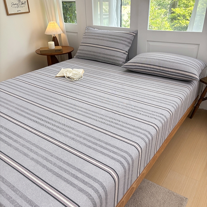 91家纺网 家纺一手货源 找家纺 青泽家纺 2025新款原棉老粗布床笠系列 时尚灰