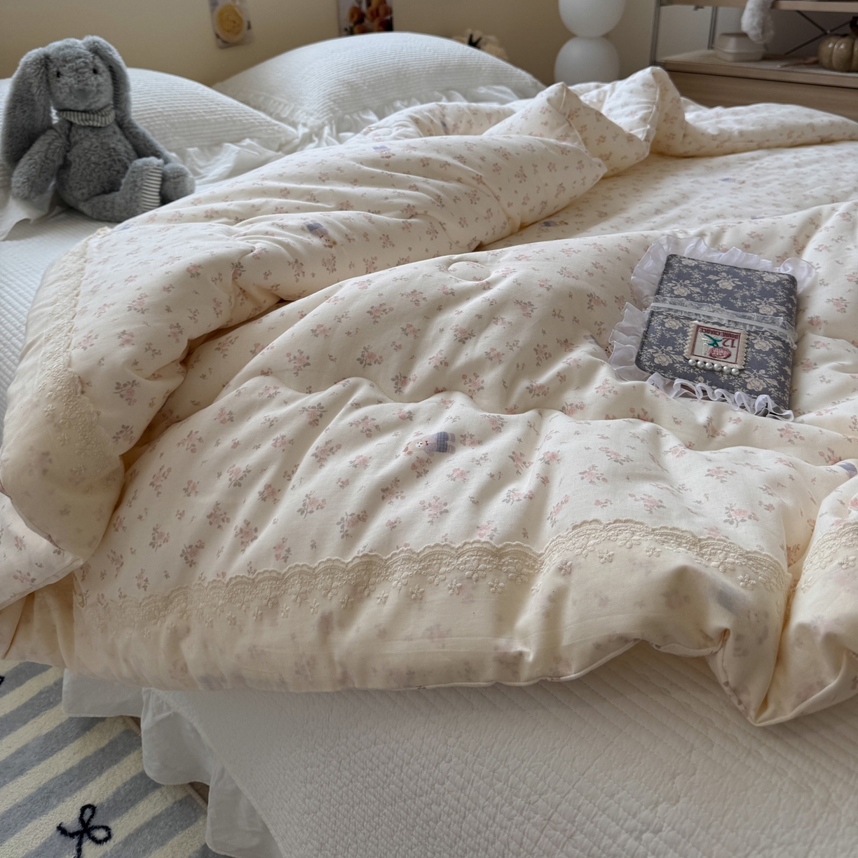 91家纺网 家纺一手货源 找家纺 一加一 2025新款A类全棉纯棉双层纱田园风懒人被冬被被子被芯（可水洗） 钥匙珊瑚