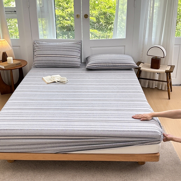 91家纺网 家纺一手货源 找家纺 青泽家纺 2025新款原棉老粗布床笠系列 时尚灰