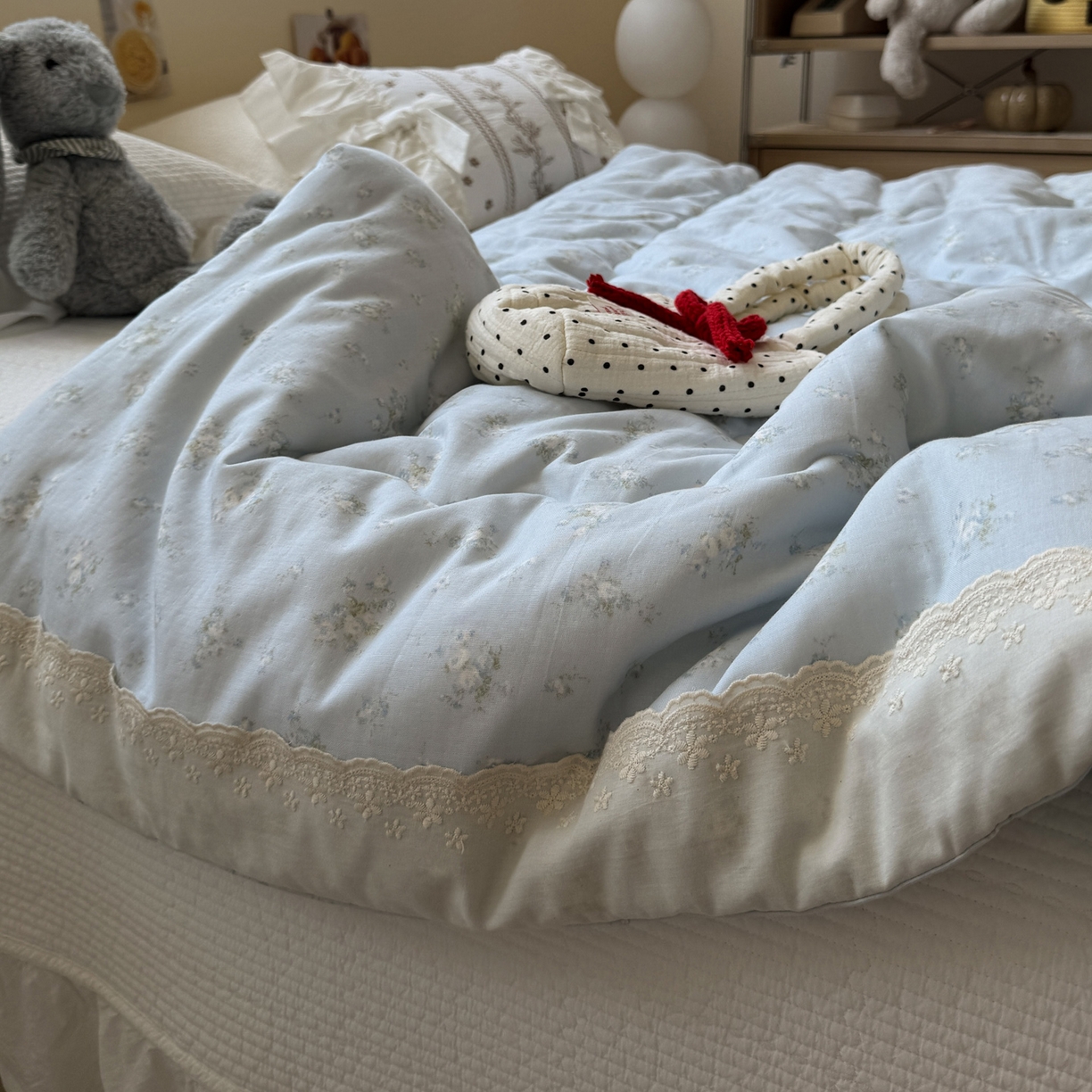 91家纺网 家纺一手货源 找家纺 一加一 2025新款A类全棉纯棉双层纱田园风懒人被冬被被子被芯（可水洗） 玲兰铛-兰